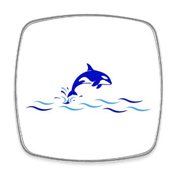 L’orque saute par-dessus les vagues - Magnet carré - blanc - Devant