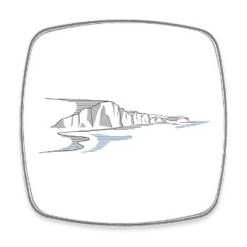 Sept Sœurs | Illustration des falaises d’Angleterre - Magnet carré - blanc - Devant
