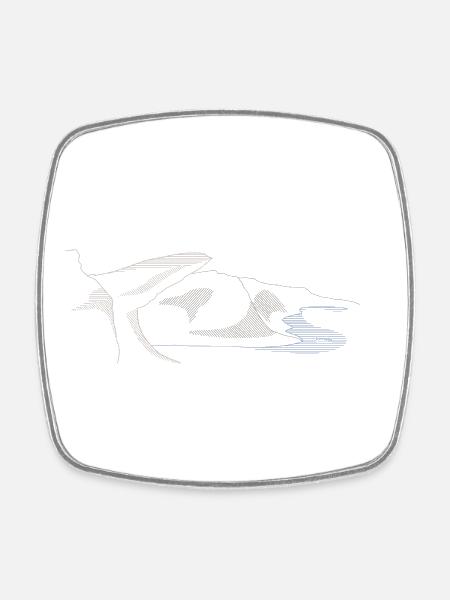Trolltunga | Norway Rock Lineart - Square fridge magnet - white