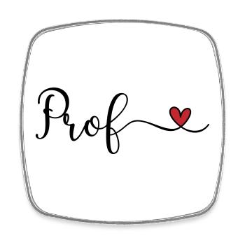 Prof Herz Typographie Geschenk - Viereckiger Kühlschrankmagnet - Weiß - Vorne