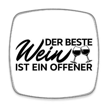 Der Beste Wein Offener Spruch Shirt - Viereckiger Kühlschrankmagnet - Weiß - Vorne
