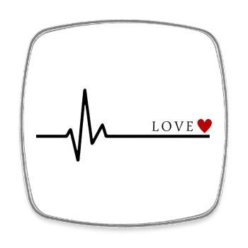 Love Heartbeat | Chemise d’amour minimaliste Heartbeat - Magnet carré - blanc - Devant