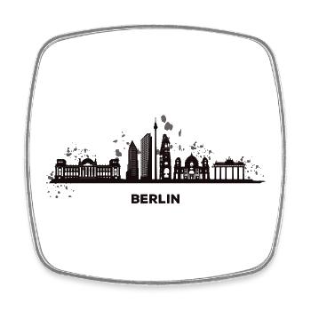 Skyline Bunt Berliner Stadtbild Berlin - Viereckiger Kühlschrankmagnet - Weiß - Vorne