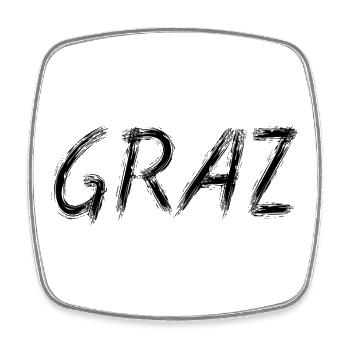 Graz Brush Street Art Noir - Magnet carré - blanc - Devant