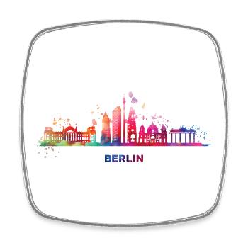 Skyline Bunt Berliner Stadtbild Berlin - Viereckiger Kühlschrankmagnet - Weiß - Vorne