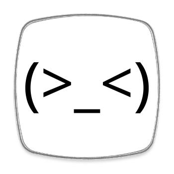 Frustrated emoticon (>_<) argh Kaomoji - Square fridge magnet - white - Front