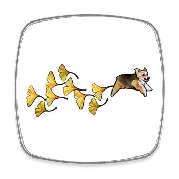 Ginkgo Garden Corgi Trail - Square fridge magnet - white - Front