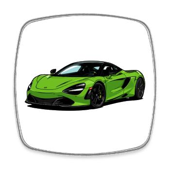 Limettengrünes Supercar–Illust - Viereckiger Kühlschrankmagnet - Weiß - Vorne