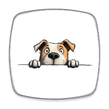Peeking Staffy Funny Dog Lover Merch - Square fridge magnet - white - Front