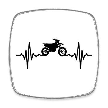 Heartbeat Motocross Motorcycle - Square fridge magnet - white - Front