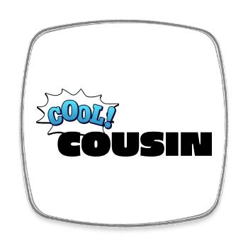 Schriftzug Cool Cousin für den coolen Cousin - Viereckiger Kühlschrankmagnet - Weiß - Vorne