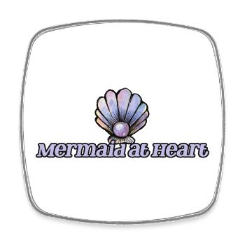 Meerjungfrau im Herzen Muschel-Emblem - Viereckiger Kühlschrankmagnet - Weiß - Vorne