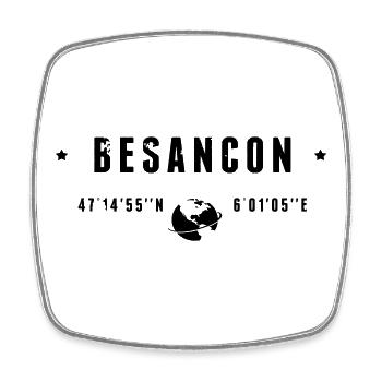 Besancon France Coordonnées Gps Globe - Magnet carré - blanc - Devant