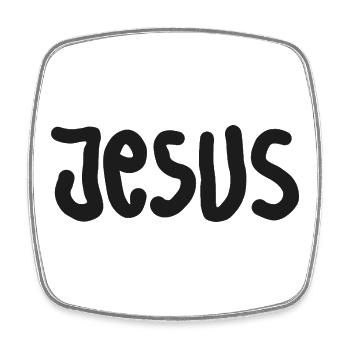 Jesus Handlettering TShirt - Viereckiger Kühlschrankmagnet - Weiß - Vorne
