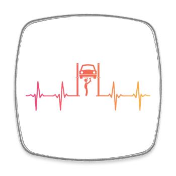 Sunset Heartbeat Werkstatt für Automechaniker - Viereckiger Kühlschrankmagnet - Weiß - Vorne