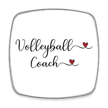 Volleyball-Trainer - Viereckiger Kühlschrankmagnet - Weiß - Vorne