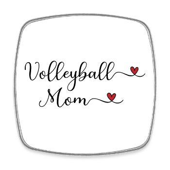 Cute Volleyball Mom Typography with a Heart - Square fridge magnet - white - Front