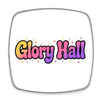Glory Hall Psychedelisches Leuchten - Viereckiger Kühlschrankmagnet - Weiß - Vorne