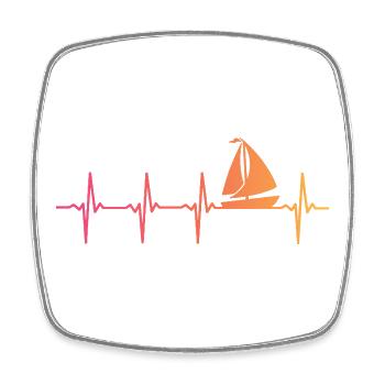 Sunset Sailing Boat Heartbeat Sail - Viereckiger Kühlschrankmagnet - Weiß - Vorne