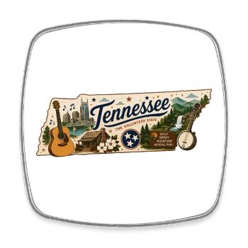 Tennessee Great Smoky Mountains Vintage-Aufkleber - Viereckiger Kühlschrankmagnet - Weiß - Vorne