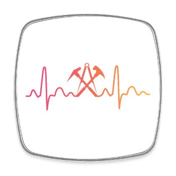 Sunset Dachdecker Herzschlag-Dachdecker - Viereckiger Kühlschrankmagnet - Weiß - Vorne
