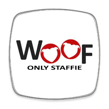 Staffie woof - 032 - Square fridge magnet - white - Front