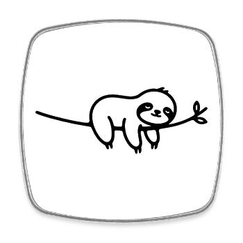 Sleeping Sloth on Branch Animal Motif - Square fridge magnet - white - Front