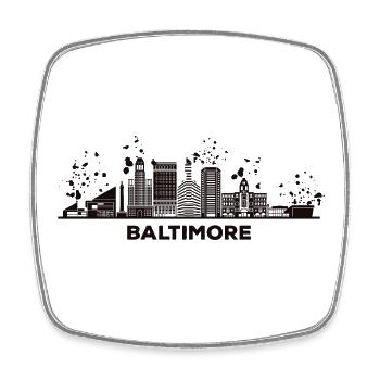 Baltimorean Watercolor Skyline Baltimore - Square fridge magnet - white - Front