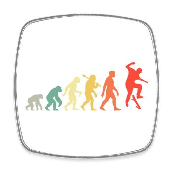 Skateboard Evolution Men's and Boys' Skatboarder - Square fridge magnet - white - Front