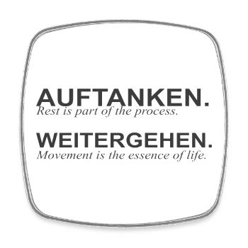 Auftanken & Weitergehen - Repos & Progrès - Magnet carré - blanc - Devant