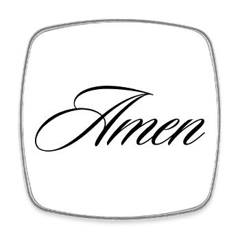 Amen Cursive Calligraphy Faith Quote Design - Square fridge magnet - white - Front
