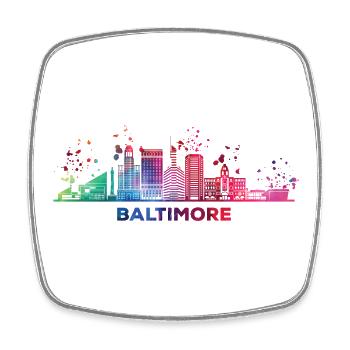 Baltimorean Watercolor Skyline Baltimore - Square fridge magnet - white - Front