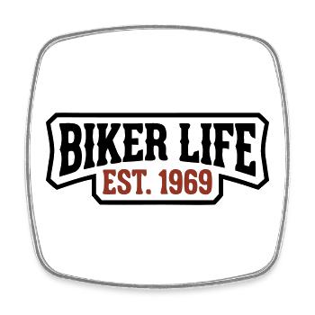 Biker Life lettering logo - Square fridge magnet - white - Front