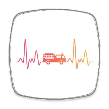 Fire Truck Sunset Heartbeat Pumped - Square fridge magnet - white - Front