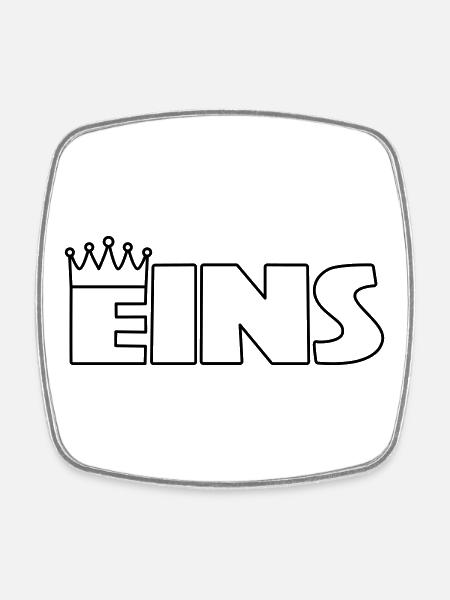 Eins mit Krone zum Ausmalen - Viereckiger Kühlschrankmagnet - Weiß