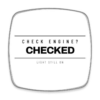 Mechaniker - Check Engine Checked - Werkstatt - Viereckiger Kühlschrankmagnet - Weiß - Vorne