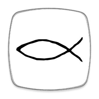 Christlicher Fisch - Viereckiger Kühlschrankmagnet - Weiß - Vorne