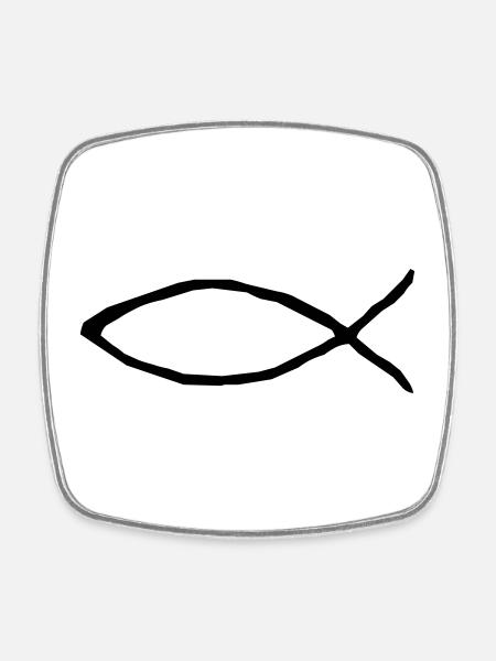 Christian fish - Square fridge magnet - white