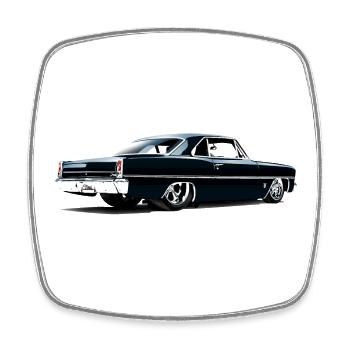 Chevy II Nova Super Sport Zurück - Viereckiger Kühlschrankmagnet - Weiß - Vorne