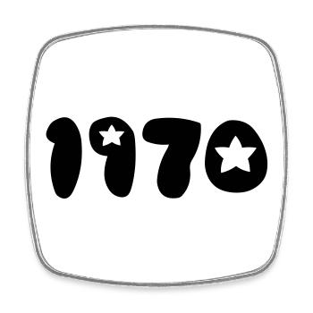 1970 - Square fridge magnet - white - Front