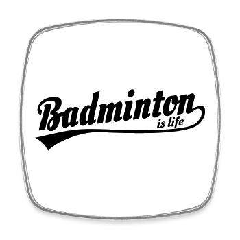 badminton is life retro - Square fridge magnet - white - Front