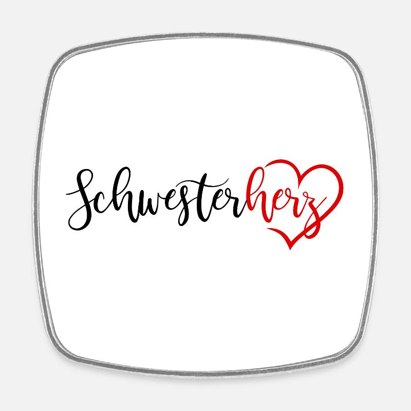 Schwesterherz - Viereckiger Kühlschrankmagnet - Weiß
