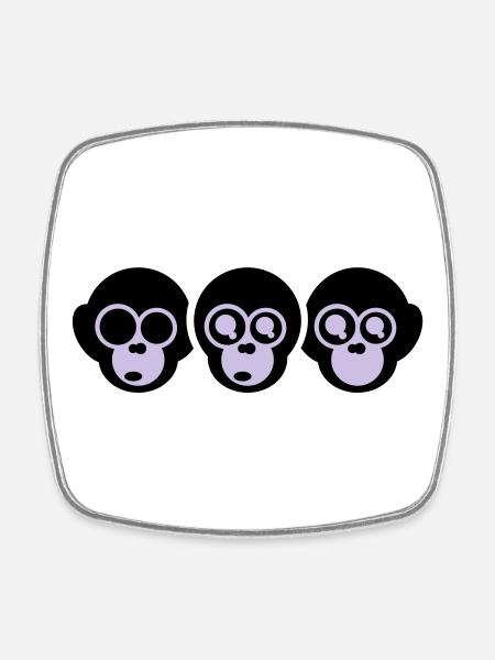 trois singes - Magnet carré - blanc