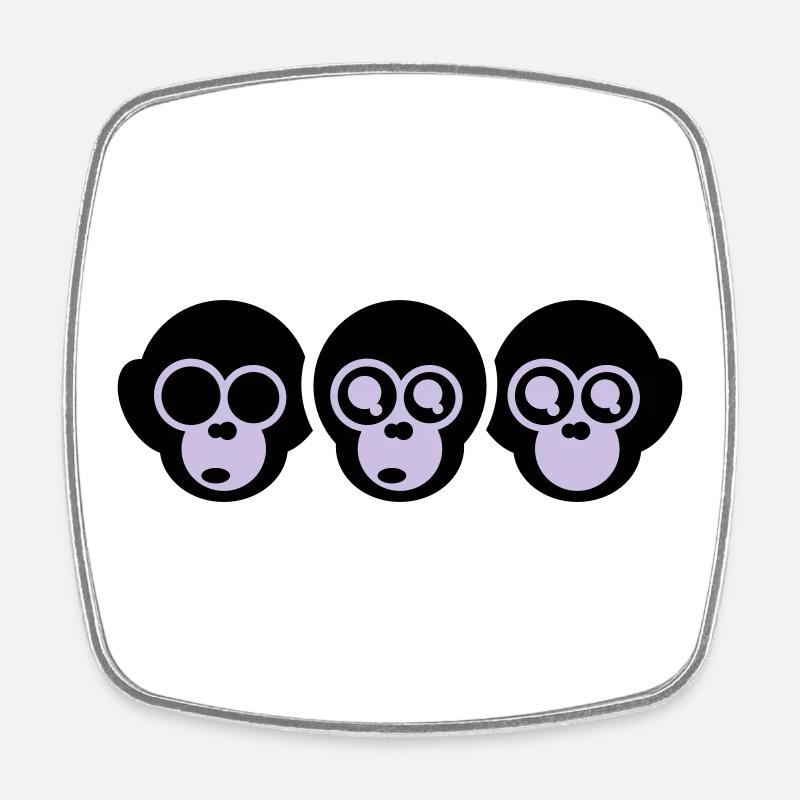 trois singes - Magnet carré - blanc