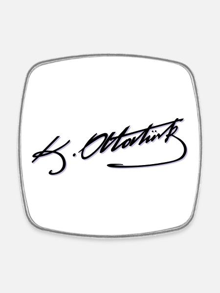 Mustafa Kemal Ataturk imza - Square fridge magnet - white