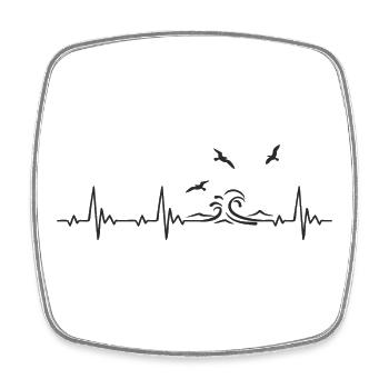 Mer Baltique Mer du Nord Vague Heartbeat Fréquence Puls ECG - Magnet carré - blanc - Devant