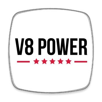 V8 Power - Viereckiger Kühlschrankmagnet - Weiß - Vorne