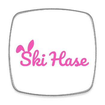 Ski Rabbit Ski Party Snow Winter Slope pink - Square fridge magnet - white - Front