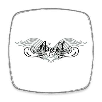 Elegant Angel Wings with Ornamental Design - Square fridge magnet - white - Front