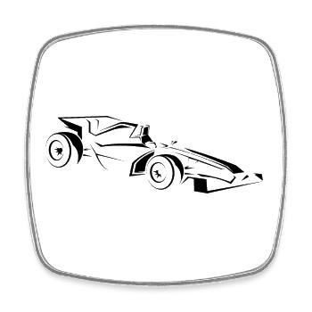 Minimalist Racing Car Line Art - Square fridge magnet - white - Front